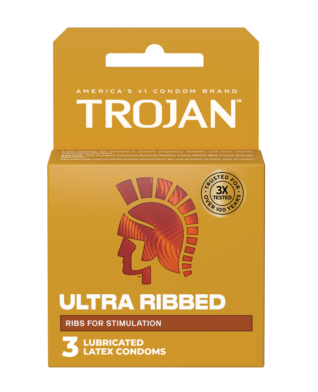 Trojan Ultra Ribbed Condoms - Box of 3