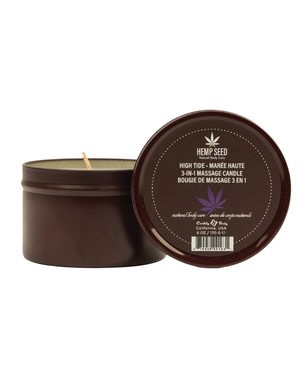 Earthly Body Suntouched Hemp Candle - 6 oz Round Tin High Tide