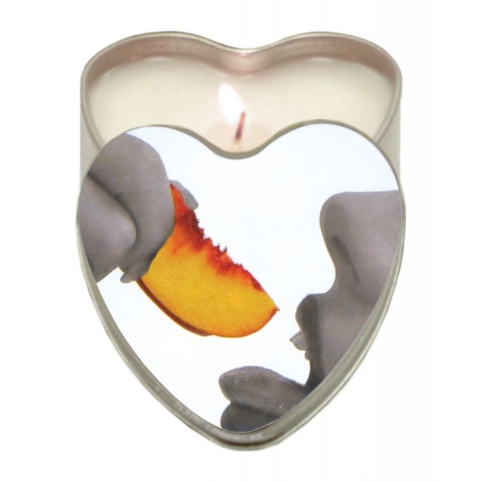 Earthly Body Suntouched Hemp Edible Candle - 4.7 oz Heart Tin Peach