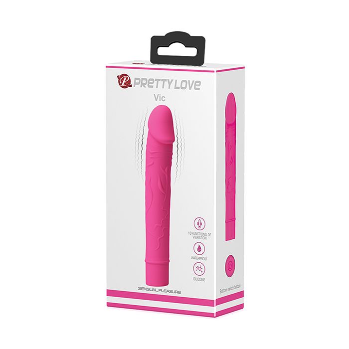 Pretty Love Vic G-Spot Vibrating Dildo - Magenta 