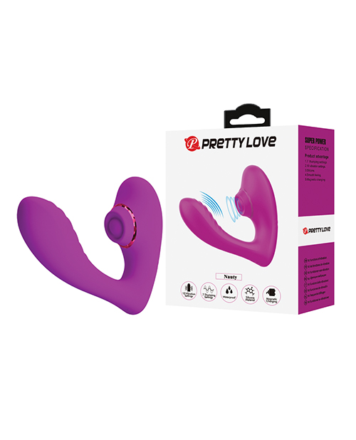 Pretty Love Nauty Thumping & Vibrating Insertable Vibrator - Fuchsia 