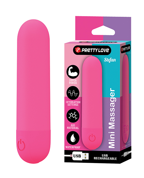 Pretty Love Stefan Mini Massager Bullet - Hot Pink 
