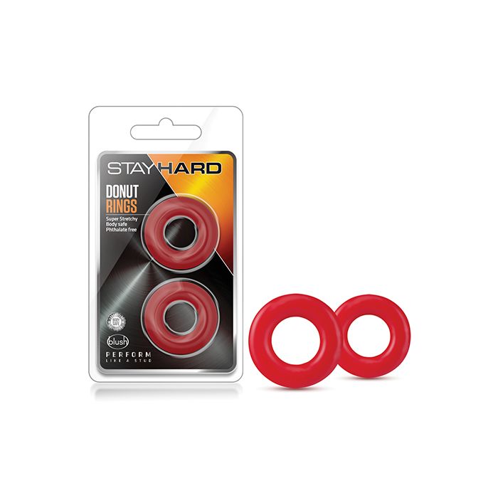 Blush Stay Hard Donut Rings - Red Pack of 2