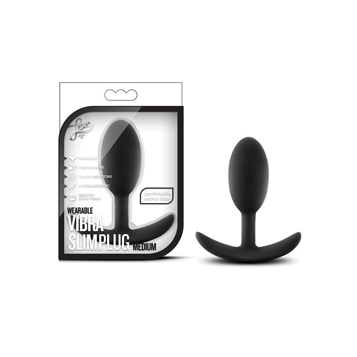 Blush Luxe Wearable Vibra Slim Plug Medium - Black