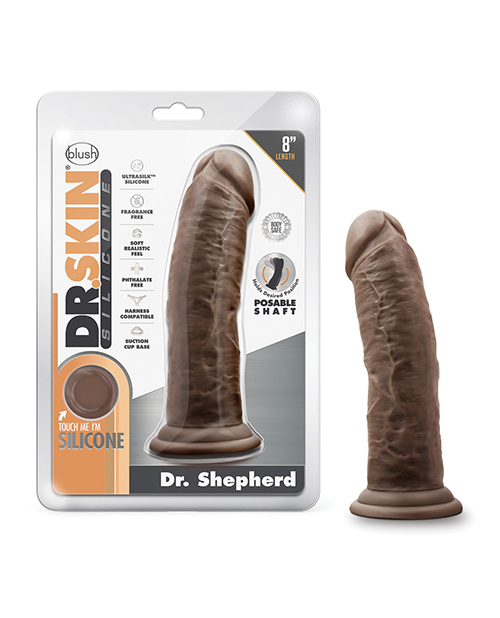 Blush Dr. Skin Silicone Dr. Shepherd 8" Dildo w/Suction Cup - Chocolate 