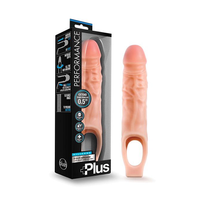 Blush Performance Plus 9" Silicone Cock Sheath Penis Extender - Flesh