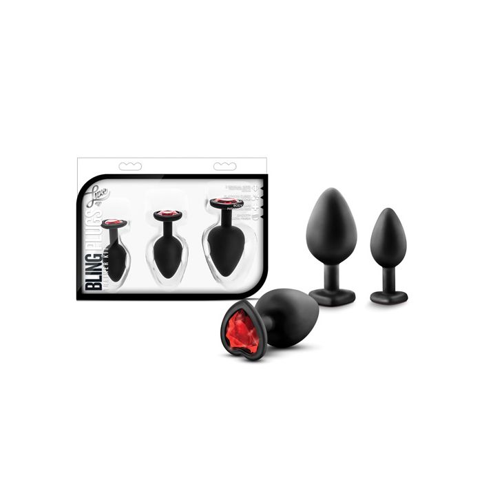 Blush Luxe Bling Plugs Training Kit - Black w/Red Gems