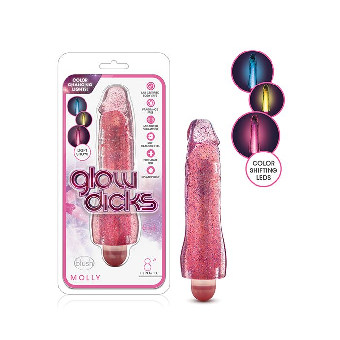 Blush Glow Dicks Glitter Vibrator Molly - Pink
