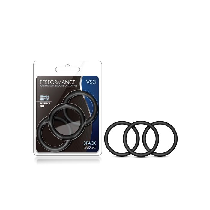 Blush Performance VS3 Pure Premium Silicone Cockrings Large - Black