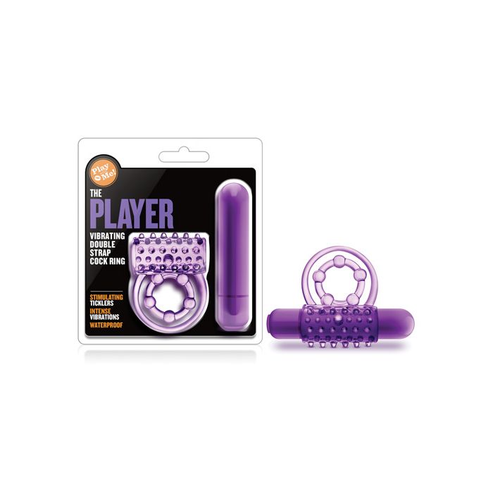 Blush Play With Me the Player Vibrating Double Strap Cockring - Purple