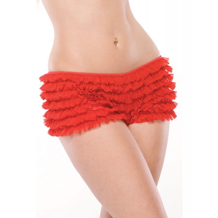 Ruffle Shorts w/Back Bow Detai Red O/S