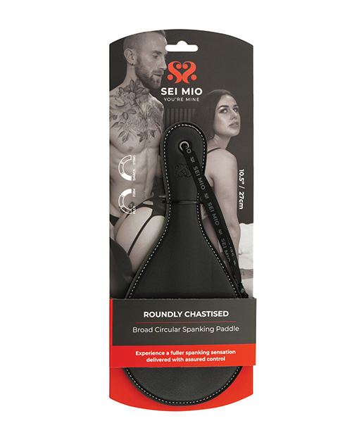 Sei Mio Roundly Chastised Broad Circular Spanking Paddle - Black