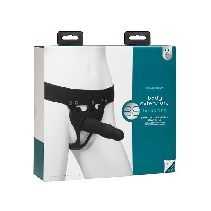 Body Extensions Be Daring 2 Piece Strap On Set - Black