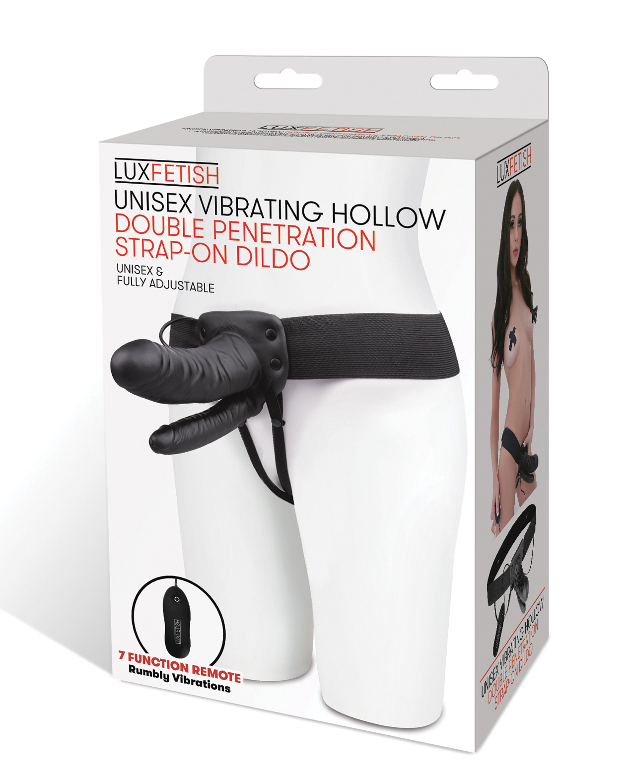 Lux Fetish Unisex Vibrating Hollow Double Penetration Strap On Dildo