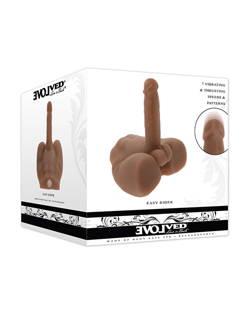 NO ETA Evolved Easy Rider Thrusting & Vibrating Life-Like Dildo - Dark