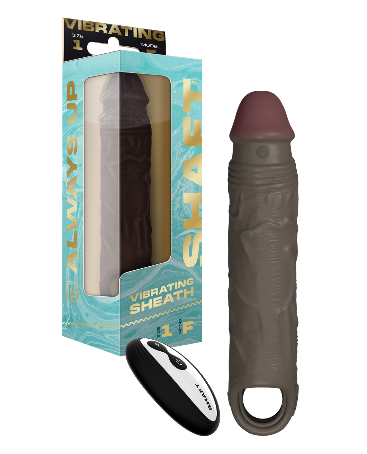 Shaft Flexskin Liquid Silicone 7.8" Vibrating Sheath - Mahogany