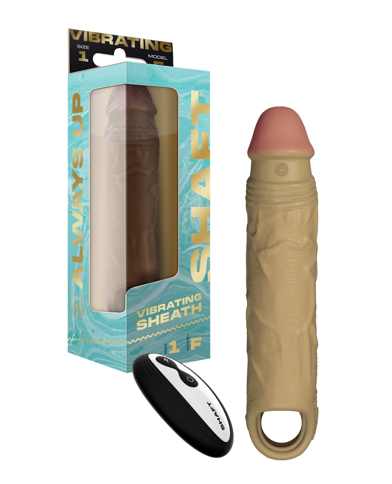 Shaft Flexskin Liquid Silicone 7.8" Vibrating Sheath - Oak