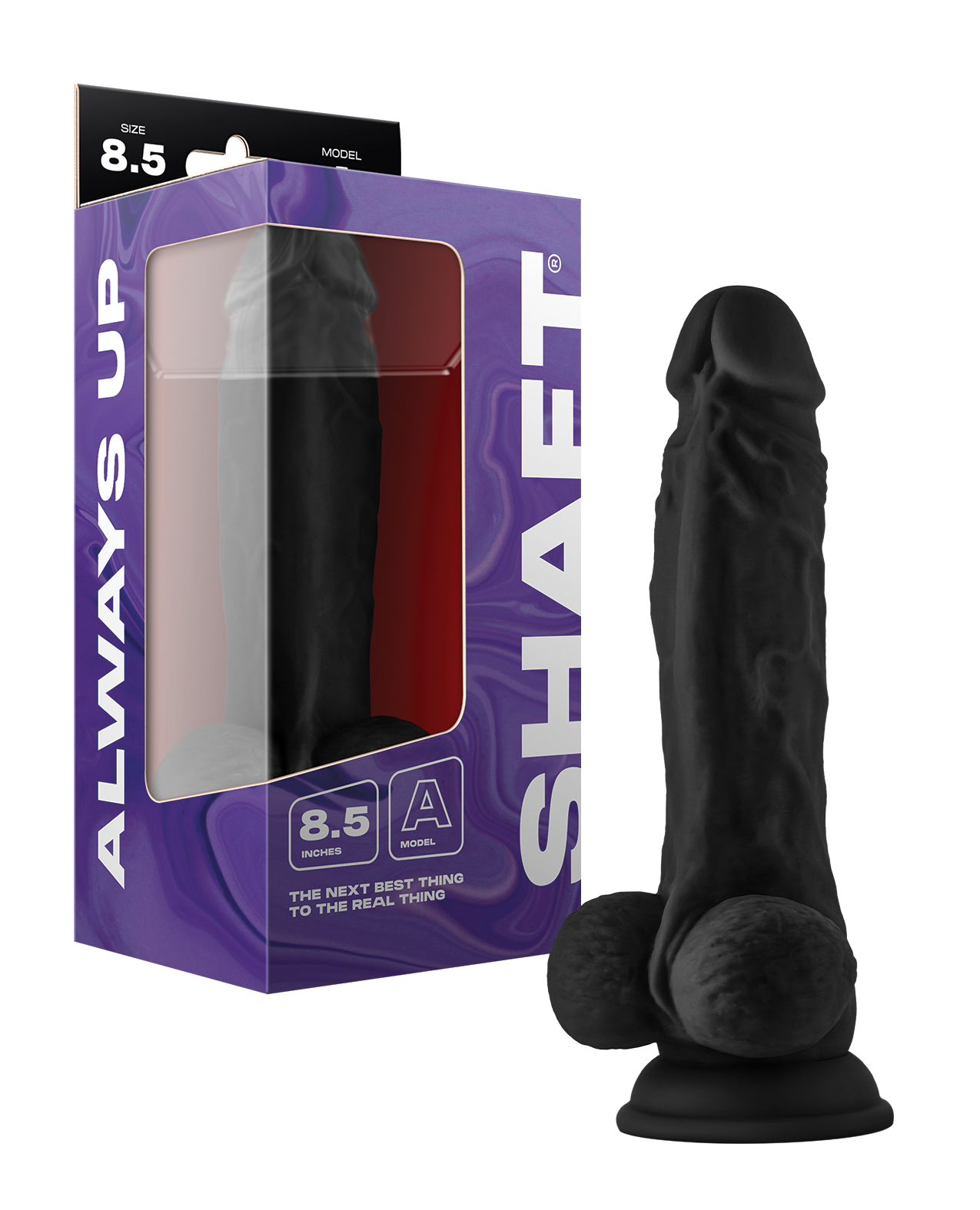 Shaft Model A Flexskin Liquid Silicone 8.5" Dong w/Balls - Black 