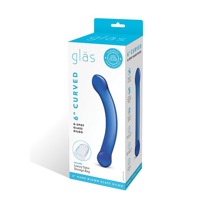 Glas 6" Curved G-Spot Glass Dildo - Blue