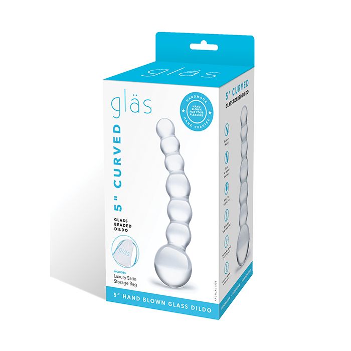 Glas 5" Curved Glass Beaded Dildo