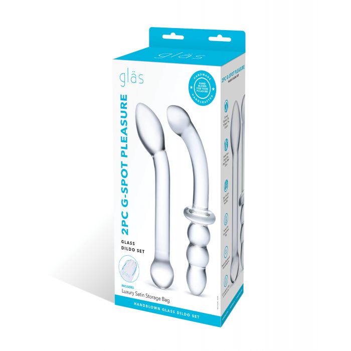 Glas 2 pc G-Spot Pleasure Glass Dildo Set - Clear