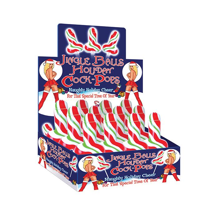 Jingle Balls Holiday Cock Pops Display - Display of 12