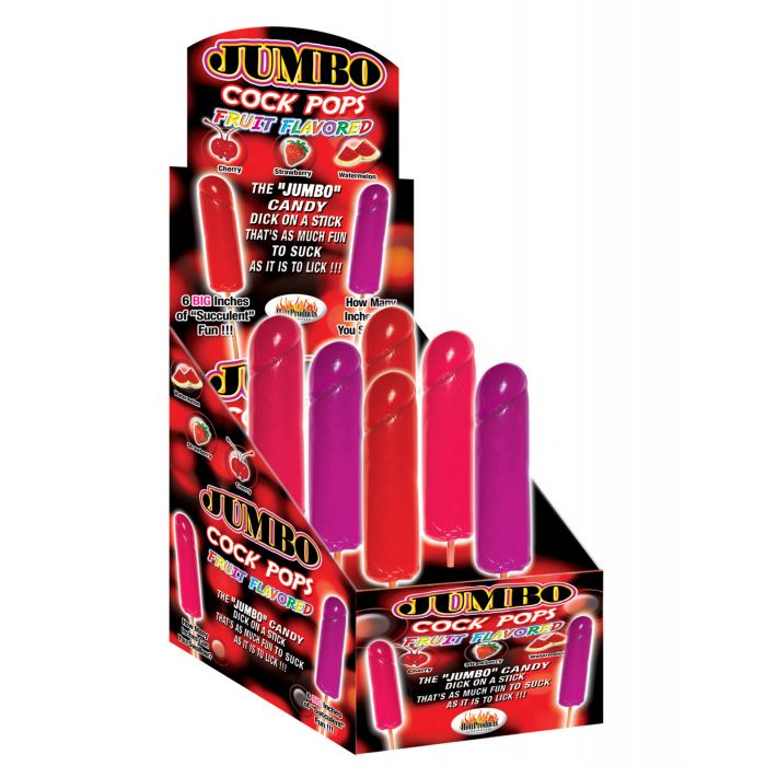Jumbo Fruit Flavor Cock Pops - Display of 6