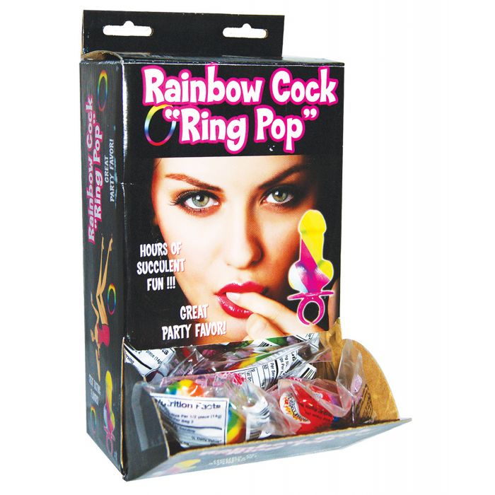Rainbow Cock Ring Pop - Display of 12