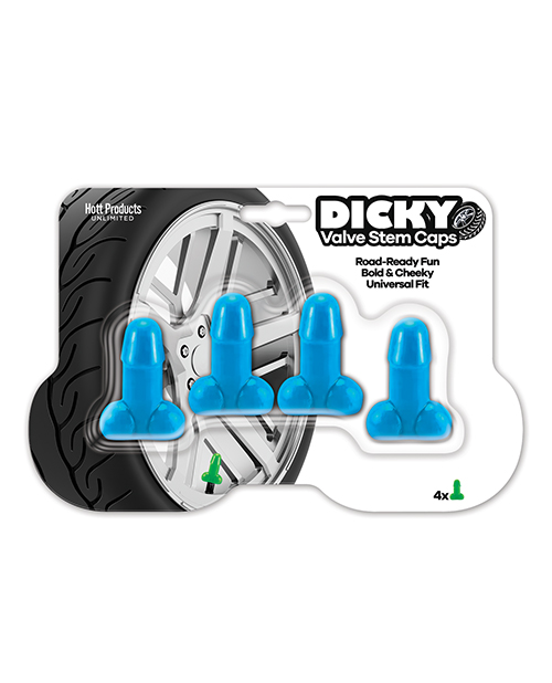 Dicky Valve Stem Caps - Blue 4 Pack