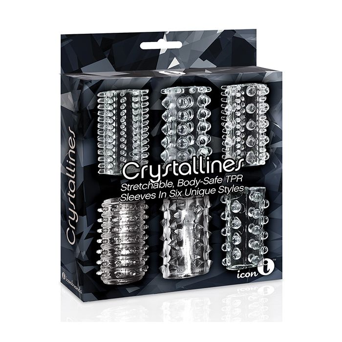 The 9's Crystalline TPR Cock Sleeve 6 Pack - Clear