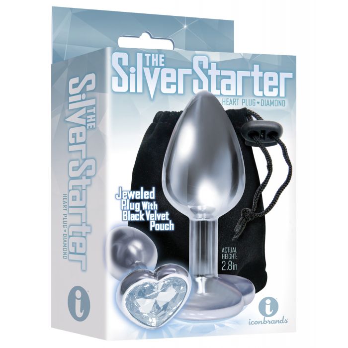 The 9's The Silver Starter Bejeweled Heart Stainless Steel Plug - Diamond