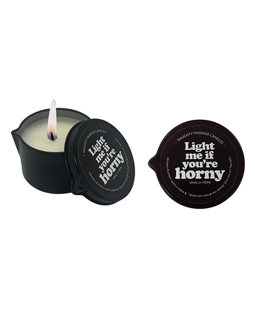 Kama Sutra Light Me if You're Horny Tin Massage Candle w/Pour Spout - 2 oz Vanilla Creme 