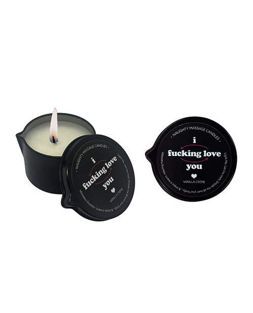 Kama Sutra I Fucking Love You Tin Massage Candle w/Pour Spout - 2 oz Vanilla Creme 
