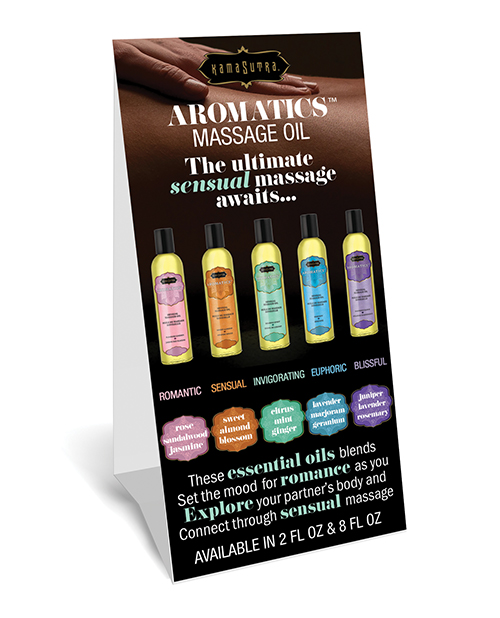 PROMO Kama Sutra Aromatics Massage Oil Double Sided Tent Shelf Talker