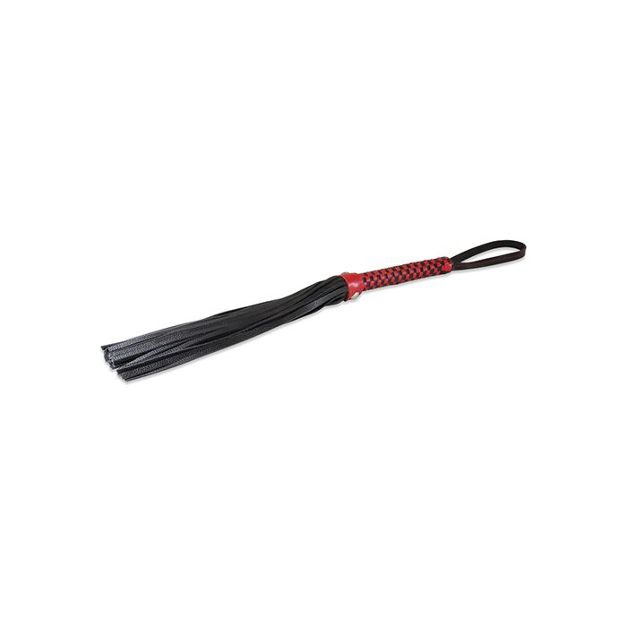 Sultra 16" Lambskin Flogger Classic Weave Grip - Black w/Red Woven Handle