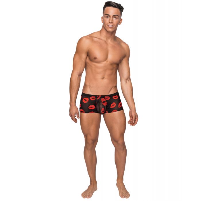 Kiss Me Stretch Mesh Mini Short Blk/Rd XL