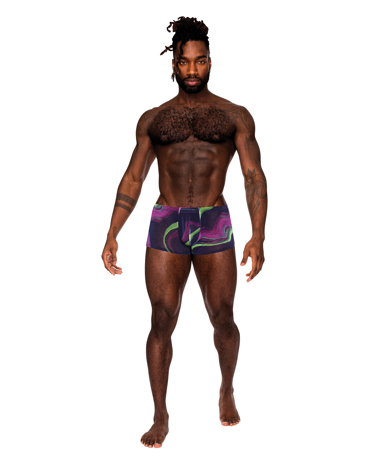 Galactic Sheer Poly Spandex Mini Short Multi Color LG