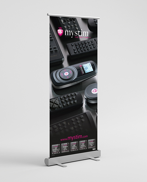 PROMO Mystim Cluster Buster Rollup Banner - Black