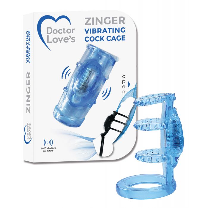 Doctor Love's Zinger Vibrating Cock Cage - Blue