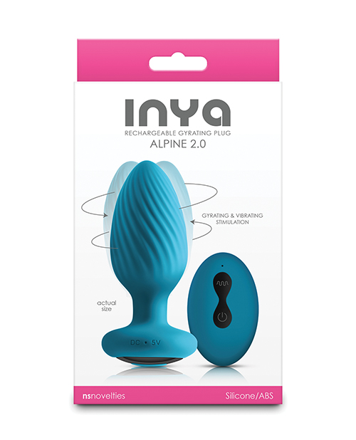 INYA Alpine 2.0 Gyrating & Vibrating Anal Plug w/Remote - Teal 