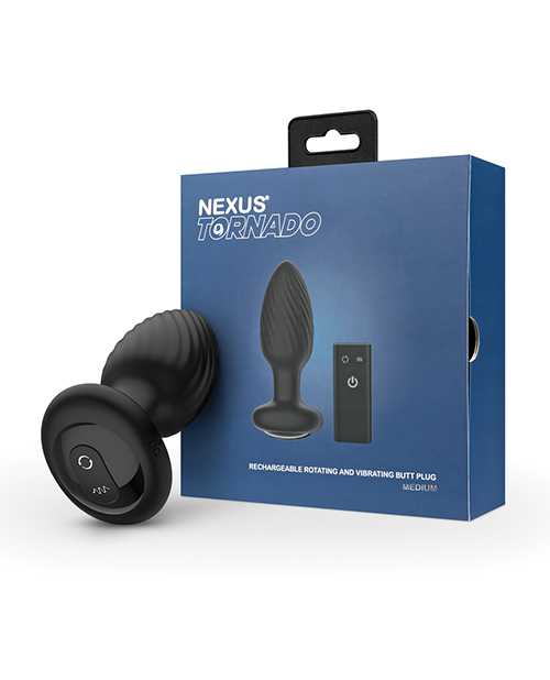 Nexus Tornado Rotating & Vibrating Medium Butt Plug w/Remote - Black 