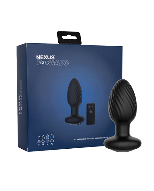 Nexus Tornado Rotating & Vibrating Large Butt Plug w/Remote - Black 