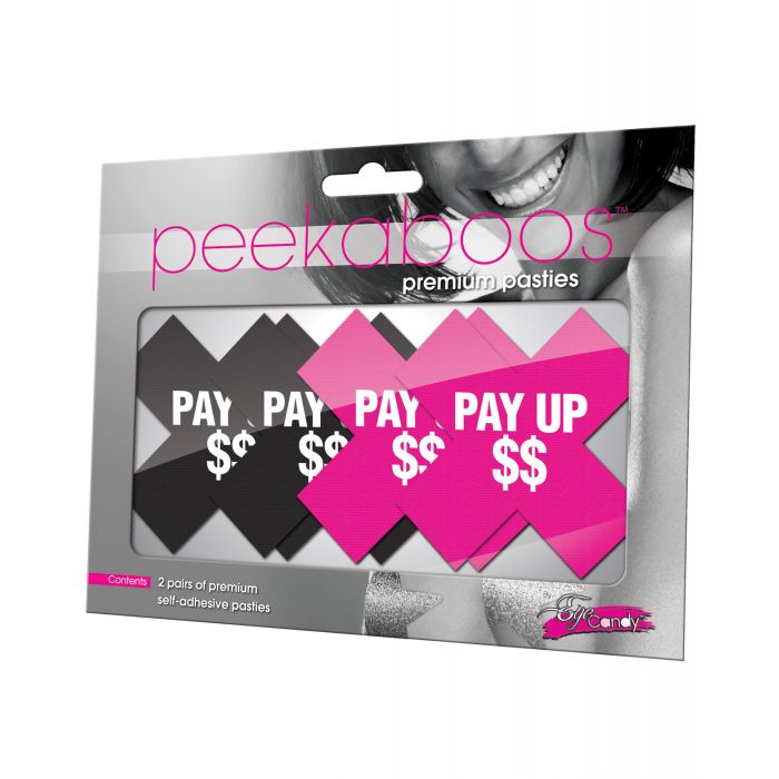Peekaboos Pay Up Pasties - 2 Pairs 1 Black/1 Pink