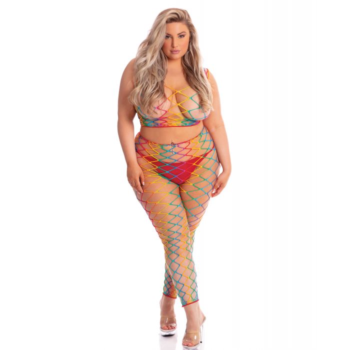 Pink Lipstick Roy G. Biv 2 pc Bodystocking Rainbow QN