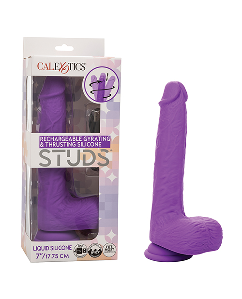 Silicone Studs Rechargeable Gyrating & Thrusting Vibrator - Purple  