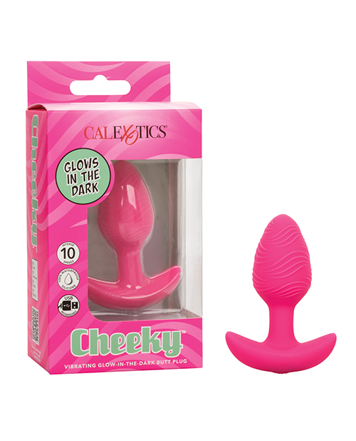 Cheeky Glow in the Dark Vibrating Butt Plug - Pink 
