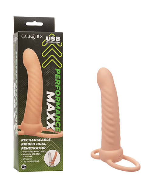 Performance Maxx Rechargeable Ribbed Dual Penetrator - Ivory 