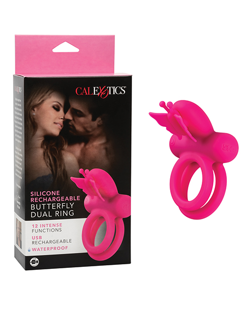 Silicone Rechargeable Butterfly Dual Ring 