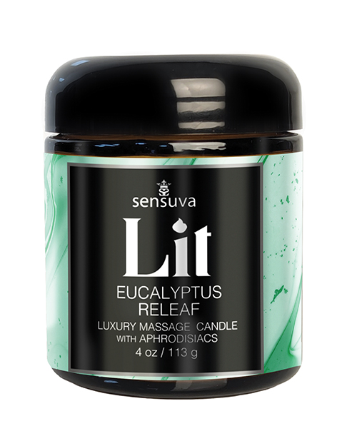 Sensuva Lit Eucalyptus & Tea Leaf Releaf Luxury Massage Candle - 4 oz