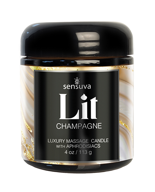 Sensuva Lit Champagne Luxury Massage Candle - 4 oz